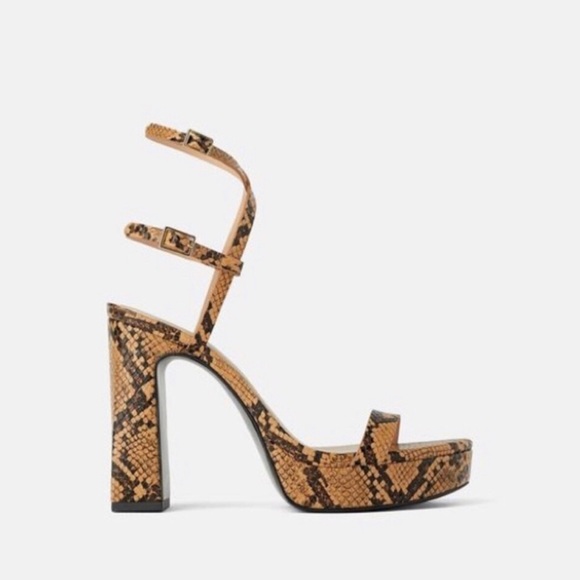 ANIMAL PRINT HIGH HEEL PLATFORM SANDALS - Picture 5 of 5